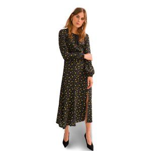 & Other Stories Navy Floral Long Sleeve Midi Dress